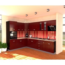 Bucatarie Zebra wenge / Fronturi MDF rosu tulip - Varianta 4